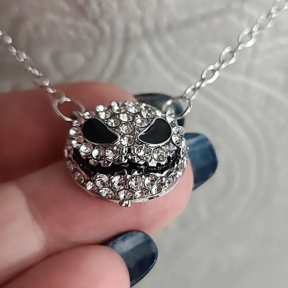 Jack Skellington Rhinestone Necklace Earring Set Nightmare Before Christmas Goth